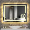 A modern bathroom vanity with a large illuminated mirror above it. Náhled obrázku produktu