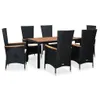 vidaXL 7-tlg. Garten-Essgruppe Poly Rattan Akazienholz Produktbild-Vorschau 3