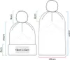 Diagram showing two beanies with dimensions and a printable area. Anteprima dell’immagine prodotto