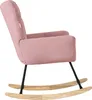 A side view of a pink rocking chair with wooden rockers and black metal legs, isolated on a white background. Náhled obrázku produktu