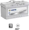 A VARTA Silver Dynamic F18 car battery is shown in a studio shot with marketing icons below. Produktbild-Vorschau