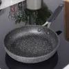 A frying pan is placed on a black stovetop. Náhled obrázku produktu