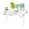 A white standing desk with multiple monitors, a laptop, keyboard, mouse, and accessories. Produktbild-Vorschau
