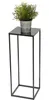 A potted plant sits on a black metal plant stand. Produktbild-Vorschau