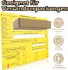 A diagram showing how to measure different types of mail and packages, with a sample package placed on top. Voir les images du produit