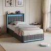 Letto imbottito INONEFT 90x200 cm con LED e USB, letto box Anteprima dell’immagine prodotto 3