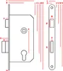 Diagram showing measurements of a lock mechanism. Produktbild-Vorschau
