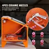 A sandblasting cabinet with a close-up view of a sandblasting gun and nozzles. Anteprima dell’immagine prodotto