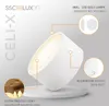 A 3D render of a white cylindrical LED spotlight with callouts highlighting its features and brand. Produktbild-Vorschau