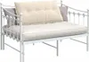 A white metal daybed with beige cushions and pillows, shown against a white background. Anteprima dell’immagine prodotto