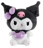 A plush toy of the character Kuromi from Sanrio, sitting upright against a white background. Voir les images du produit