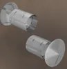 Two metal chimney caps are shown against a brown background. Produktbild-Vorschau