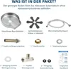 A collage of various parts and components of a glass rinser, along with a manual. Náhled obrázku produktu