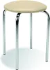 A simple stool with a cream-colored seat and four silver legs, presented on a white background. Produktbild-Vorschau