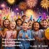 A group of happy children wearing party hats and celebrating with fireworks in the background. Náhled obrázku produktu