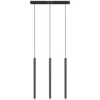 A black, three-light pendant lamp with cylindrical shades hanging from a rectangular base. Produktbild-Vorschau