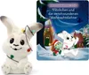 A product shot of a ceramic bunny figurine with Christmas lights, next to a marketing image for an advent calendar. Produktbild-Vorschau
