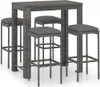 vidaXL 5-tlg. Gartenbar-Set mit Kissen Poly Rattan Grau Produktbild-Vorschau 1