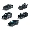A collection of five black toy cars on a white background. Anteprima dell’immagine prodotto