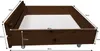 A wooden bed frame with dimensions indicated by measurement lines and text. Produktbild-Vorschau