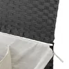 Wäschekorb mit 2 Fächern Grau 53x35x57 cm Poly Rattan Produktbild-Vorschau 9