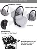 Diagram showing features of a baby car seat and how it attaches to a stroller. Produktbild-Vorschau