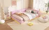 A pink corner daybed with ambient lighting and a USB port, set in a bedroom with a large mirror and a fluffy chair. Podgląd zdjęcia produktu