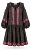 Miss June Damen Kleid Arling Langarm, Viskose mit Paisley und Stickerei – Farbe Schoko-Koralle, Produktansicht auf weißem Hintergrund, KI-generiertes Bild