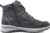 A side view of a black leather hiking boot with a gray sole. Anteprima dell’immagine prodotto