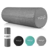 A collage of a foam roller and its end caps in different colors. Produktbild-Vorschau
