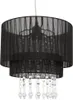 A black tiered chandelier with clear crystal droplets hanging from the bottom tier. Podgląd zdjęcia produktu