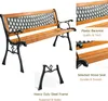 A collage of images showing a garden bench with close-ups of its features and frame. Produktbild-Vorschau