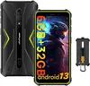 A rugged smartphone and its accessory are displayed against a white background. The smartphone's screen shows a gaming-themed wallpaper with text overlays. Náhled obrázku produktu