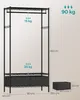 A diagram of a black metal garment rack with dimensions and weight capacities indicated. Produktbild-Vorschau