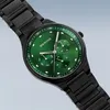 A close-up, angled shot of a Bering men's watch with a green dial and black metal band. Anteprima dell’immagine prodotto