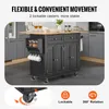 A kitchen island cart with storage is shown in a kitchen setting, with text overlays highlighting its features. Produktbild-Vorschau