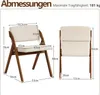 A size chart for a set of chairs, showing dimensions and weight capacity. Voir les images du produit