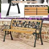 A collage of images showing a garden bench, its legs, and its reinforced crossbars, with a main image of the bench itself. Produktbild-Vorschau