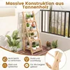 A wooden plant stand on a balcony with plants. Anteprima dell’immagine prodotto