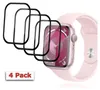 Four black screen protectors are arranged in front of a pink Apple Watch. Produktbild-Vorschau