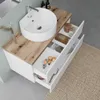 Mobile bagno sospeso 100cm bianco lucido top rovere lavabo Anteprima dell’immagine prodotto 3
