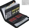 An open black document organizer with multiple compartments, showing passports, certificates, and a pen. Náhľad obrázku produktu