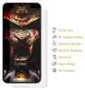 A screen protector is shown on top of a smartphone with a graphic wallpaper. Produktbild-Vorschau