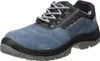A single blue and black leather safety shoe is shown against a white background. Produktbild-Vorschau