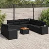 vidaXL 10-tlg. Garten-Sofagarnitur mit Kissen Schwarz Poly Produktbild-Vorschau 2