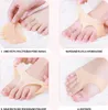 Collage of four images showing how to use gel foot arch support pads. Náhled obrázku produktu