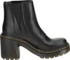 A black leather boot with a thick heel and platform sole. Podgląd zdjęcia produktu