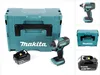 A collage of images showing a Makita impact driver, its case, and a battery. Produktbild-Vorschau