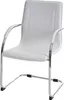 A white cantilever chair with a chrome frame, shown against a white background. Náhled obrázku produktu