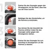 Instructions for using a gas torch, showing four steps with images and German text. Produktbild-Vorschau